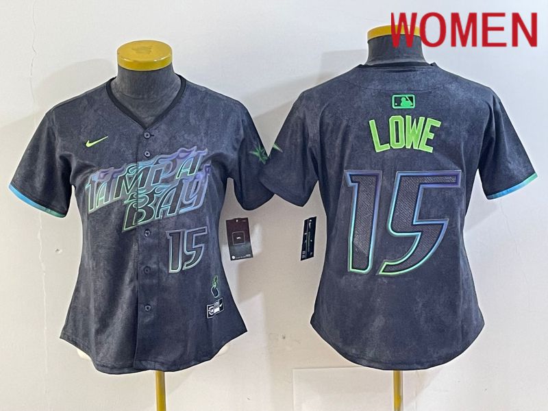 Women Tampa Bay Rays #15 Lowe Black City Edition Nike 2024 MLB Jersey style 4->youth mlb jersey->Youth Jersey